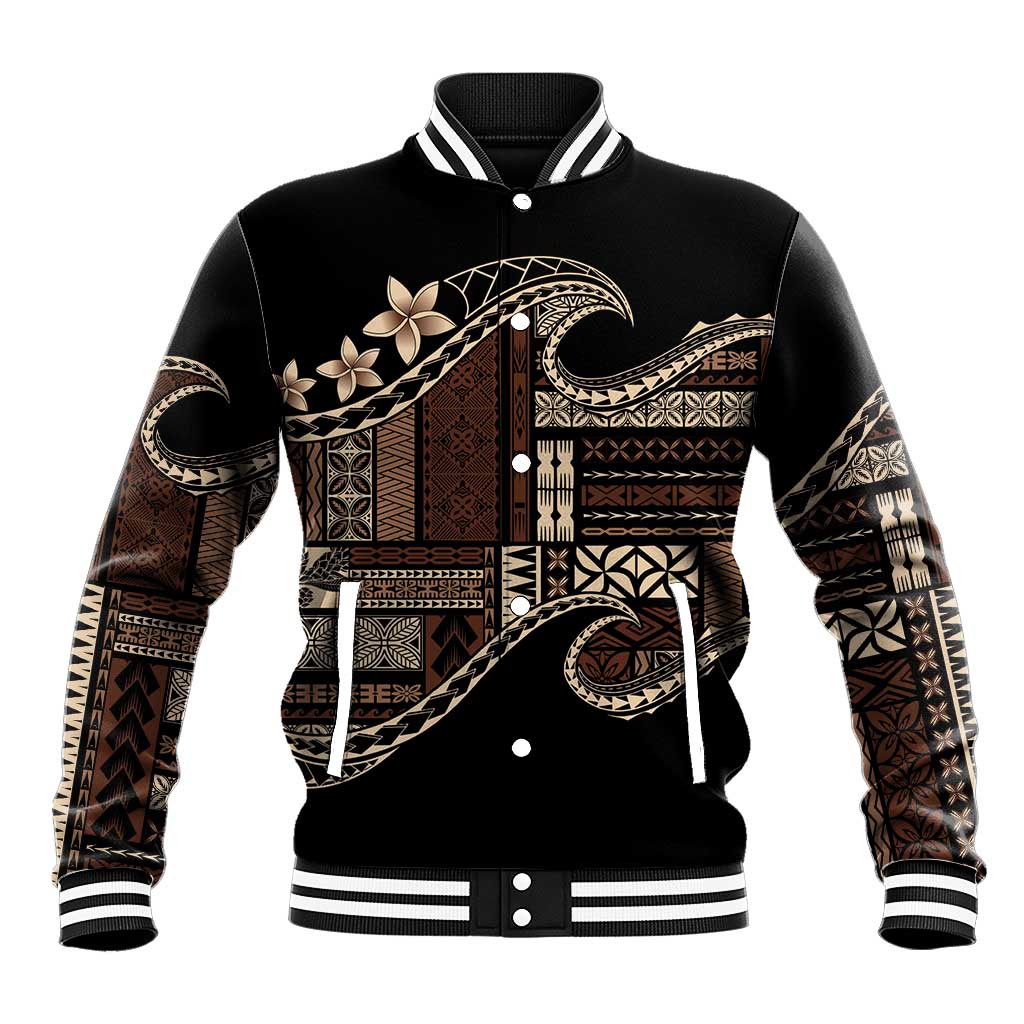 Samoa Siapo Mamanu Baseball Jacket Waves Motifs