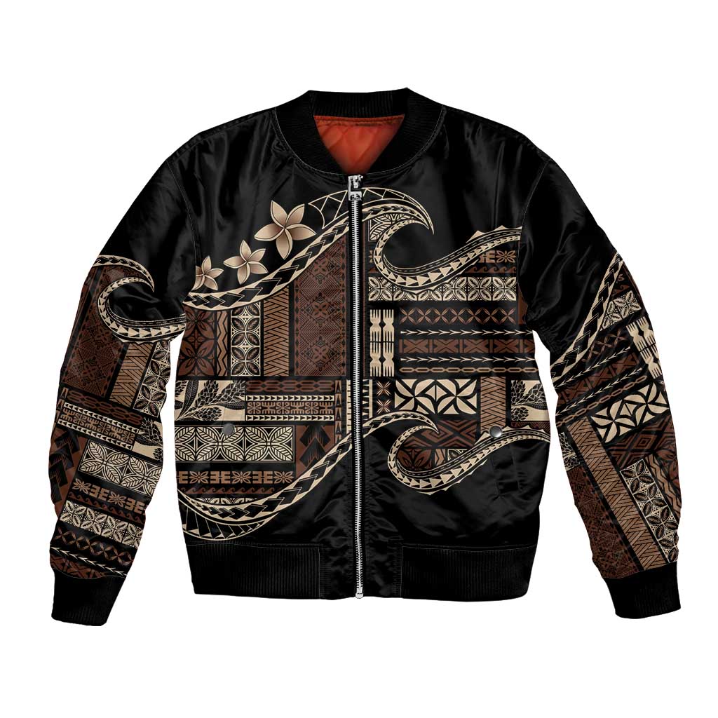 Samoa Siapo Mamanu Bomber Jacket Waves Motifs