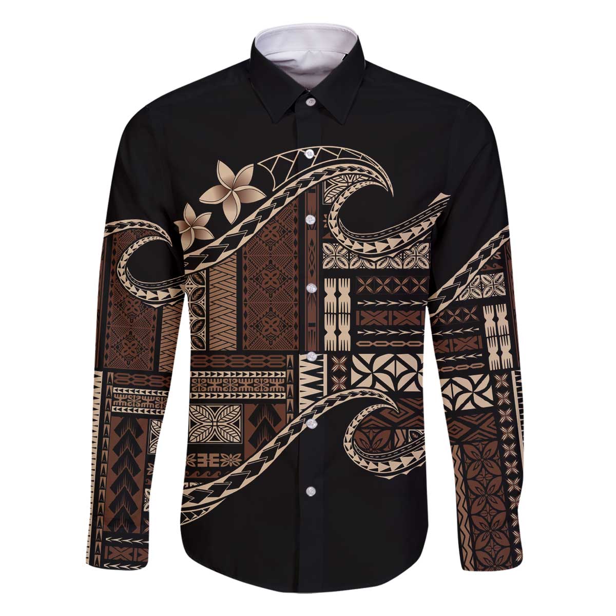 Samoa Siapo Mamanu Family Matching Off The Shoulder Long Sleeve Dress and Hawaiian Shirt Waves Motifs