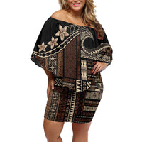 Samoa Siapo Mamanu Off Shoulder Short Dress Waves Motifs