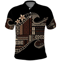 Samoa Siapo Mamanu Polo Shirt Waves Motifs LT7 Black - Polynesian Pride