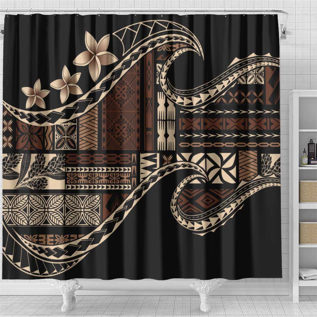 Samoa Siapo Mamanu Shower Curtain Waves Motifs