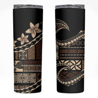Samoa Siapo Mamanu Skinny Tumbler Waves Motifs LT7 Black - Polynesian Pride