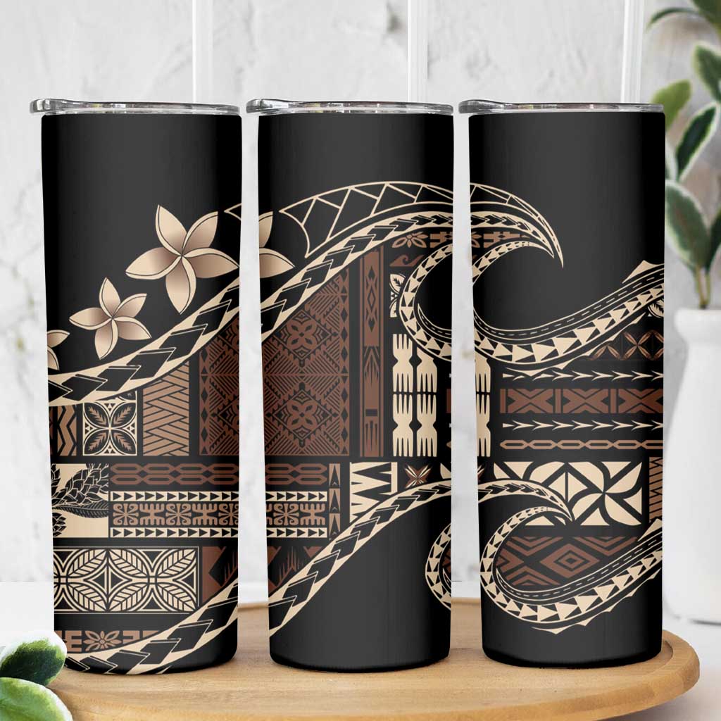 Samoa Siapo Mamanu Skinny Tumbler Waves Motifs LT7 - Polynesian Pride