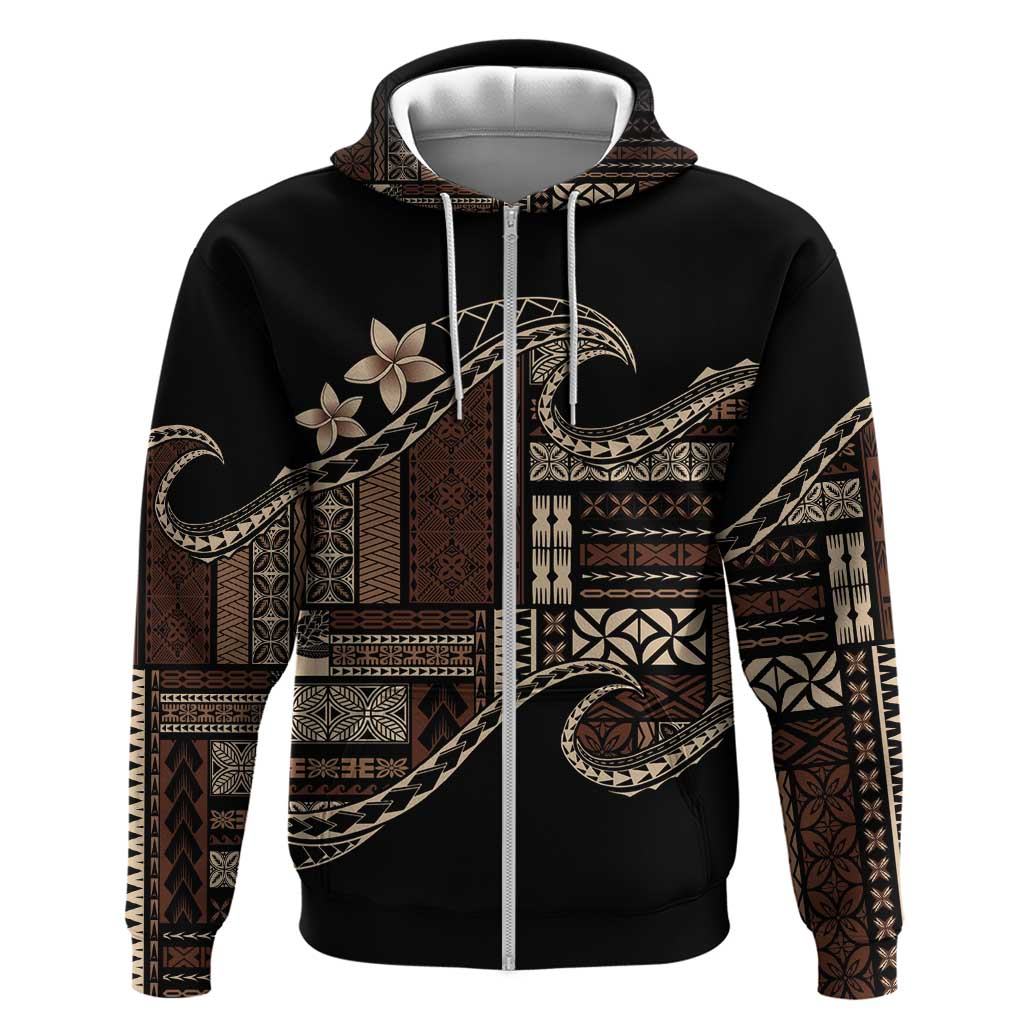Samoa Siapo Mamanu Zip Hoodie Waves Motifs