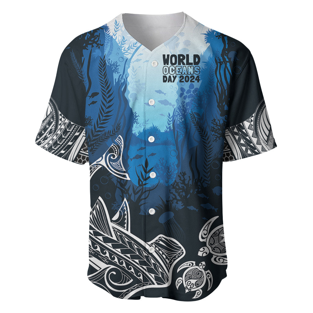 World Ocean Day Pasifika Baseball Jersey Awaken New Depths LT7 Blue - Polynesian Pride