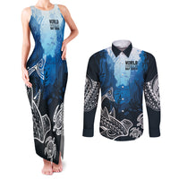World Ocean Day Pasifika Couples Matching Tank Maxi Dress and Long Sleeve Button Shirt Awaken New Depths LT7 Blue - Polynesian Pride