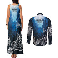 World Ocean Day Pasifika Couples Matching Tank Maxi Dress and Long Sleeve Button Shirt Awaken New Depths LT7 - Polynesian Pride