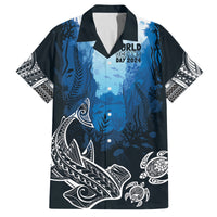 World Ocean Day Pasifika Family Matching Off Shoulder Maxi Dress and Hawaiian Shirt Awaken New Depths LT7 Dad's Shirt - Short Sleeve Blue - Polynesian Pride