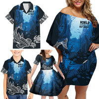 World Ocean Day Pasifika Family Matching Off Shoulder Short Dress and Hawaiian Shirt Awaken New Depths LT7 - Polynesian Pride