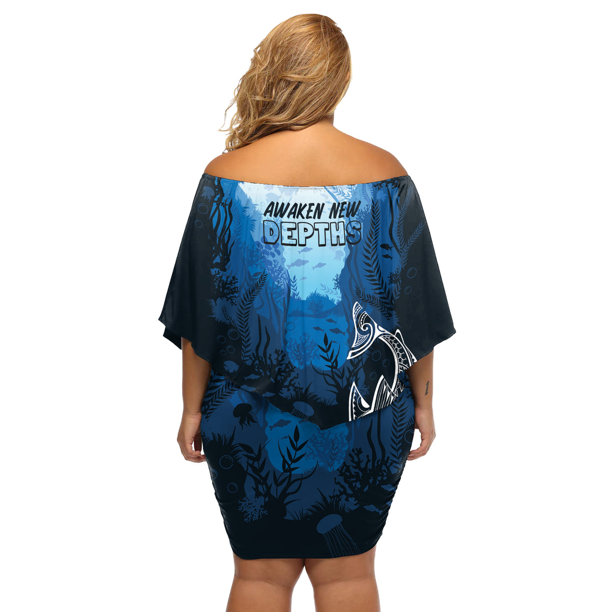 World Ocean Day Pasifika Off Shoulder Short Dress Awaken New Depths