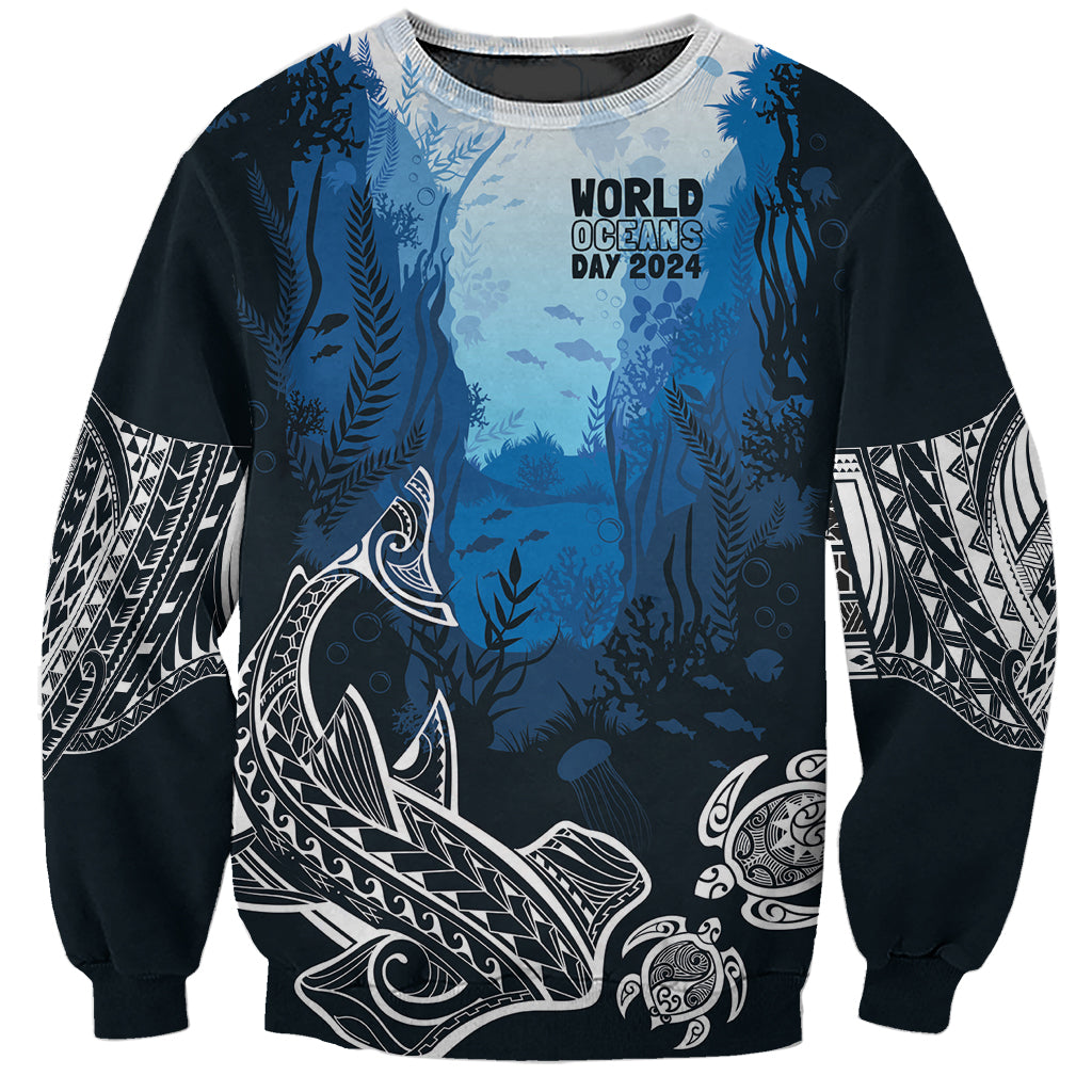 World Ocean Day Pasifika Sweatshirt Awaken New Depths LT7 Unisex Blue - Polynesian Pride
