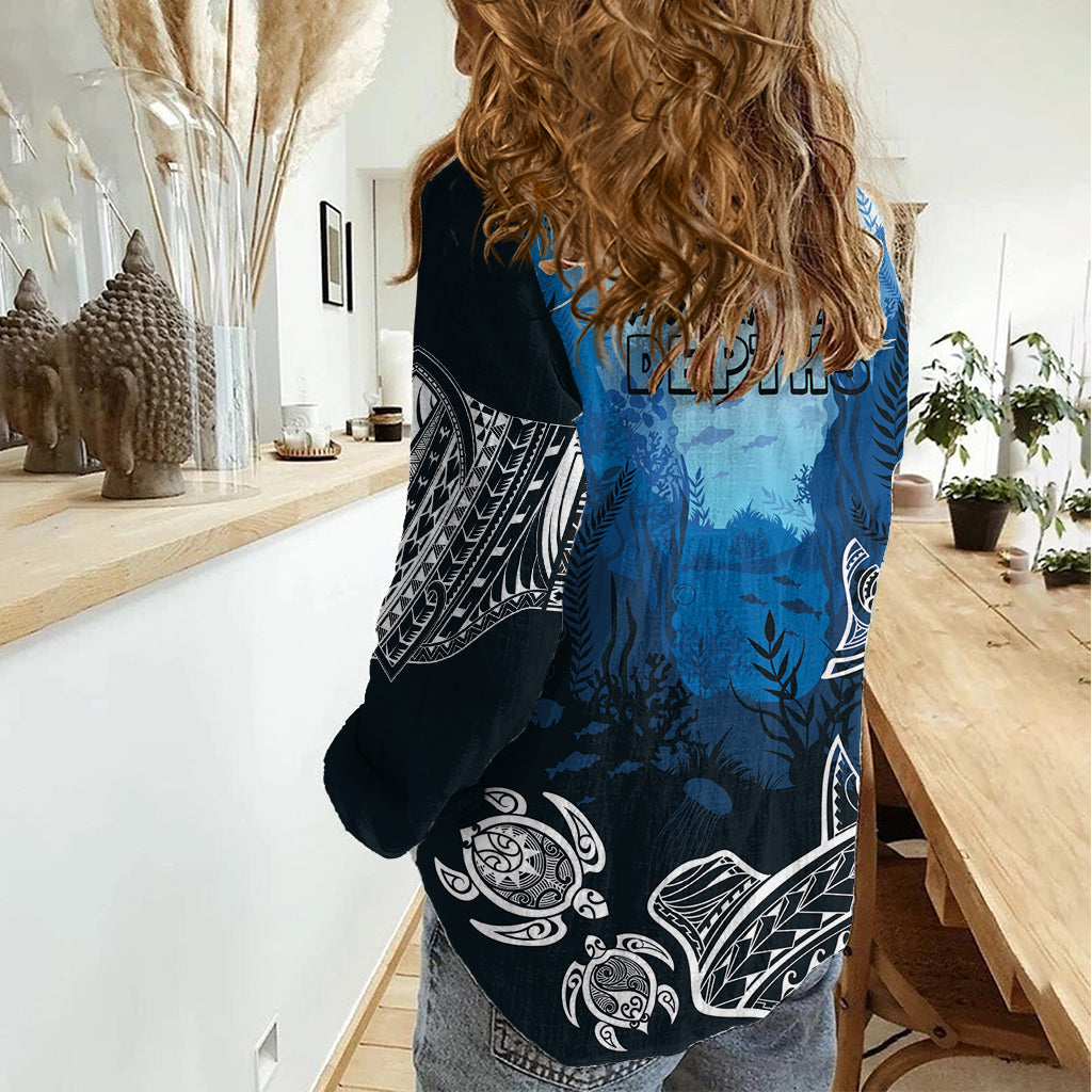 World Ocean Day Pasifika Women Casual Shirt Awaken New Depths LT7 - Polynesian Pride