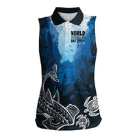 World Ocean Day Pasifika Women Sleeveless Polo Shirt Awaken New Depths LT7 Female Blue - Polynesian Pride