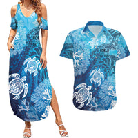 Hawaii World Ocean Day Couples Matching Summer Maxi Dress and Hawaiian Shirt Kakau Turtles