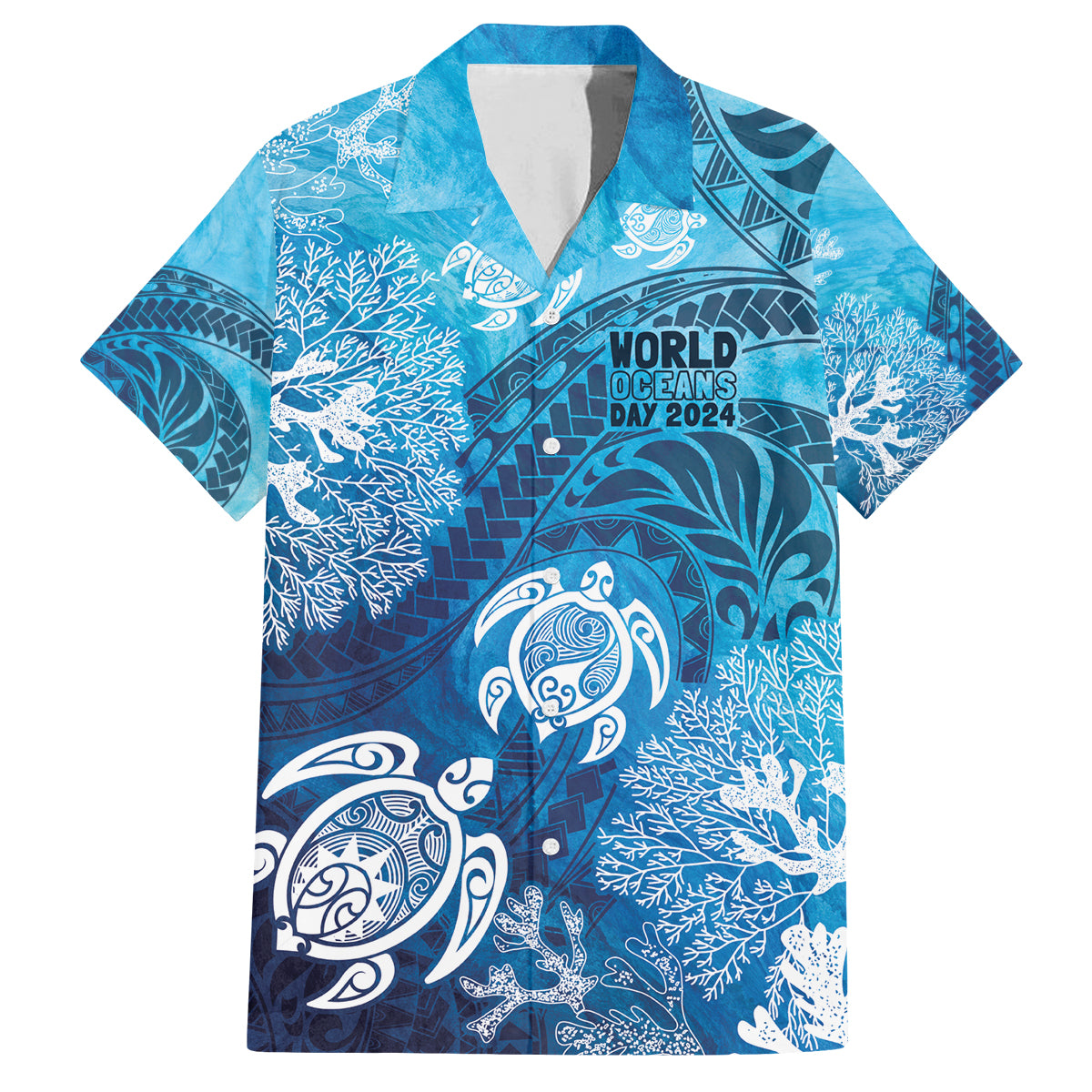 Hawaii World Ocean Day Family Matching Off Shoulder Short Dress and Hawaiian Shirt Kakau Turtles