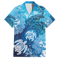 Hawaii World Ocean Day Family Matching Tank Maxi Dress and Hawaiian Shirt Kakau Turtles