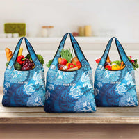 Hawaii World Ocean Day Grocery Bag Kakau Turtles