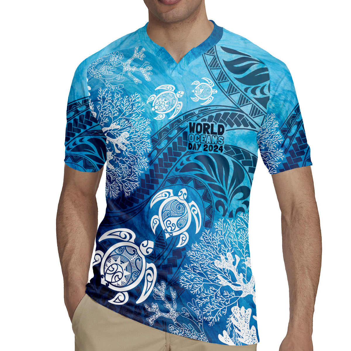 Hawaii World Ocean Day Rugby Jersey Kakau Turtles