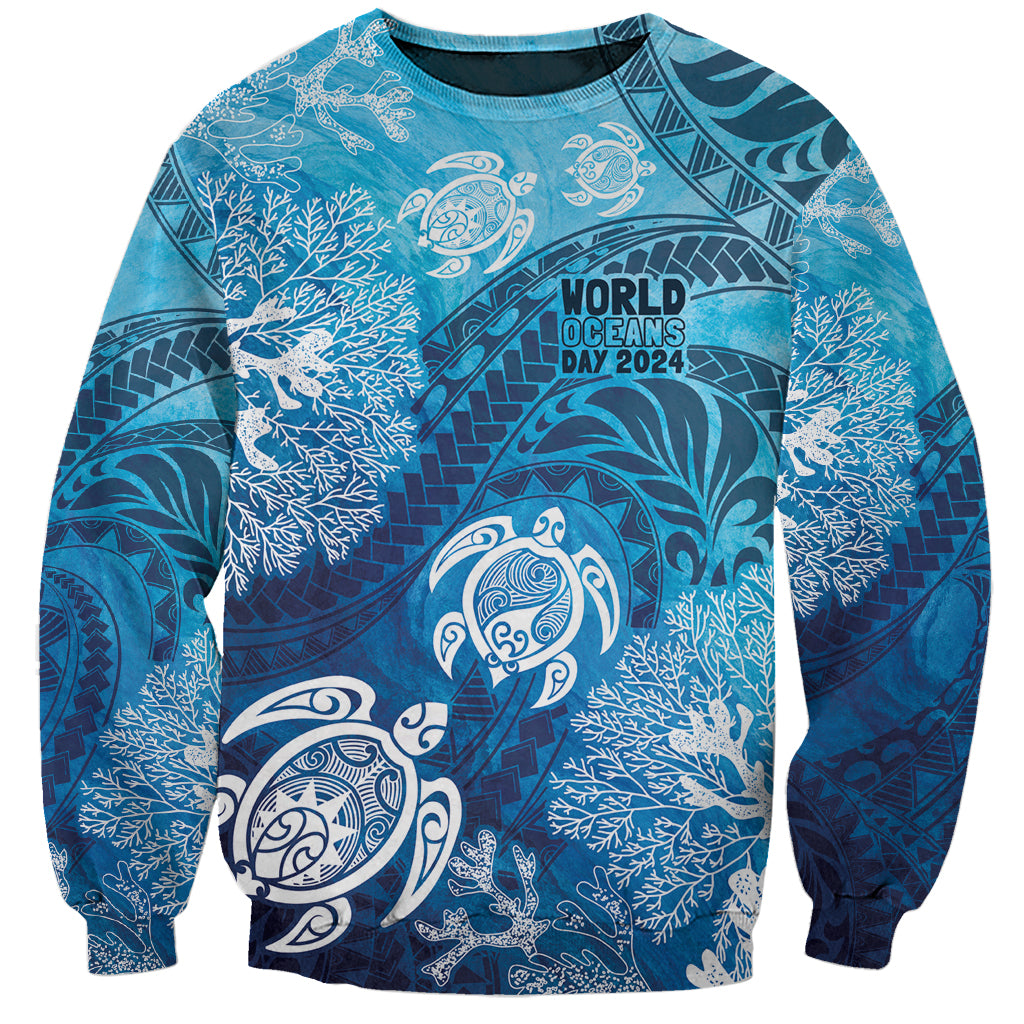 Hawaii World Ocean Day Sweatshirt Kakau Turtles
