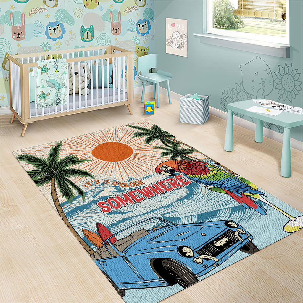 Summer Holiday It's 5 o'clock Somewhere Vintage Hawaii Area Rug