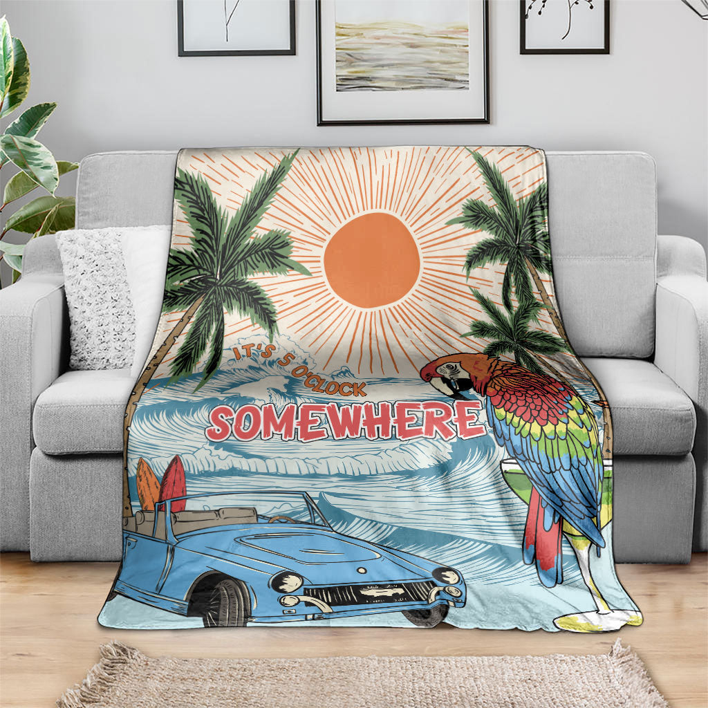Summer Holiday It's 5 o'clock Somewhere Vintage Hawaii Blanket