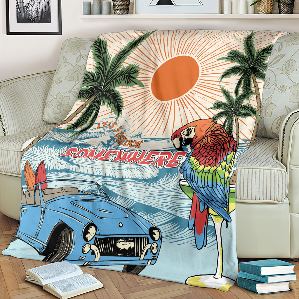 Summer Holiday It's 5 o'clock Somewhere Vintage Hawaii Blanket