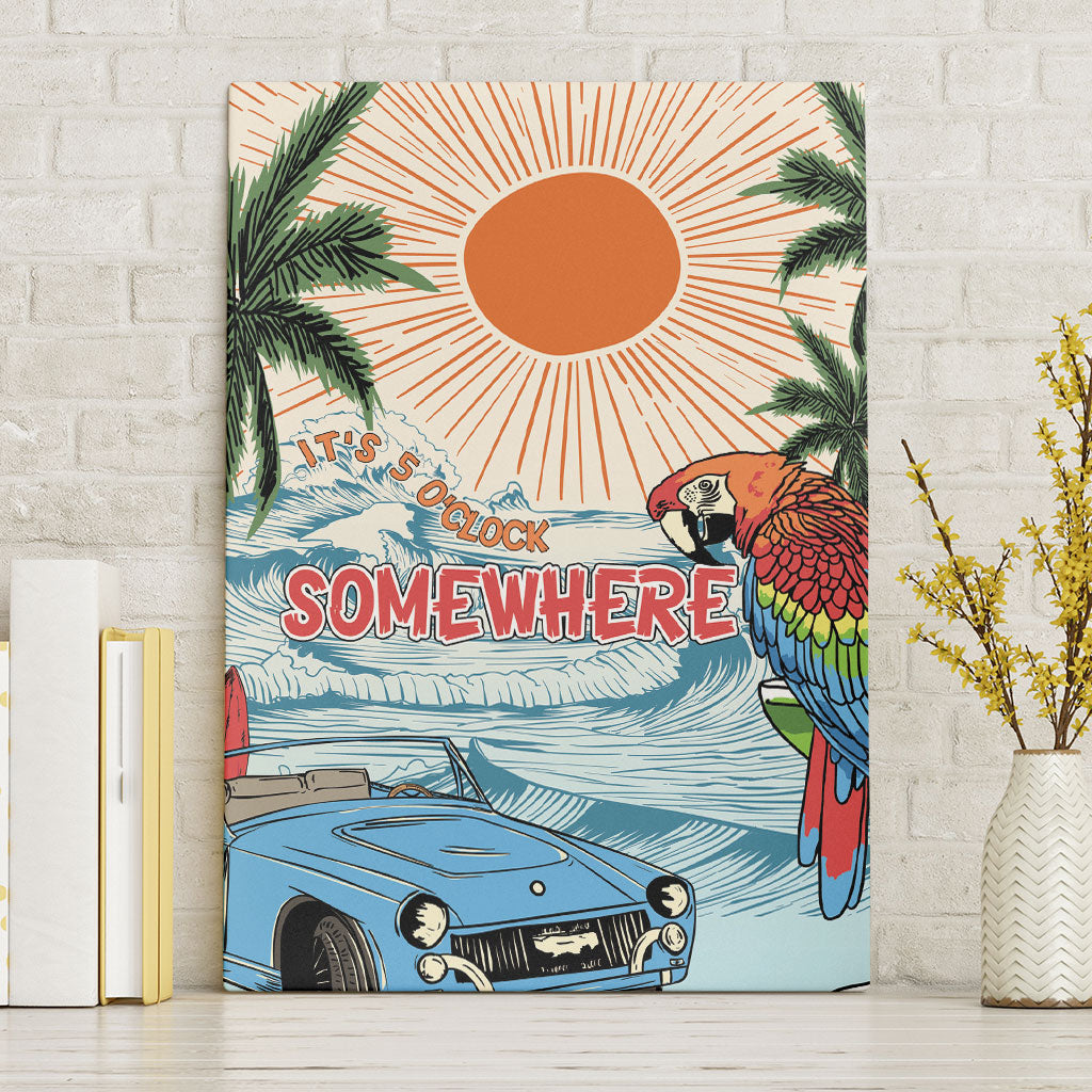 Summer Holiday It's 5 o'clock Somewhere Vintage Hawaii Canvas Wall Art