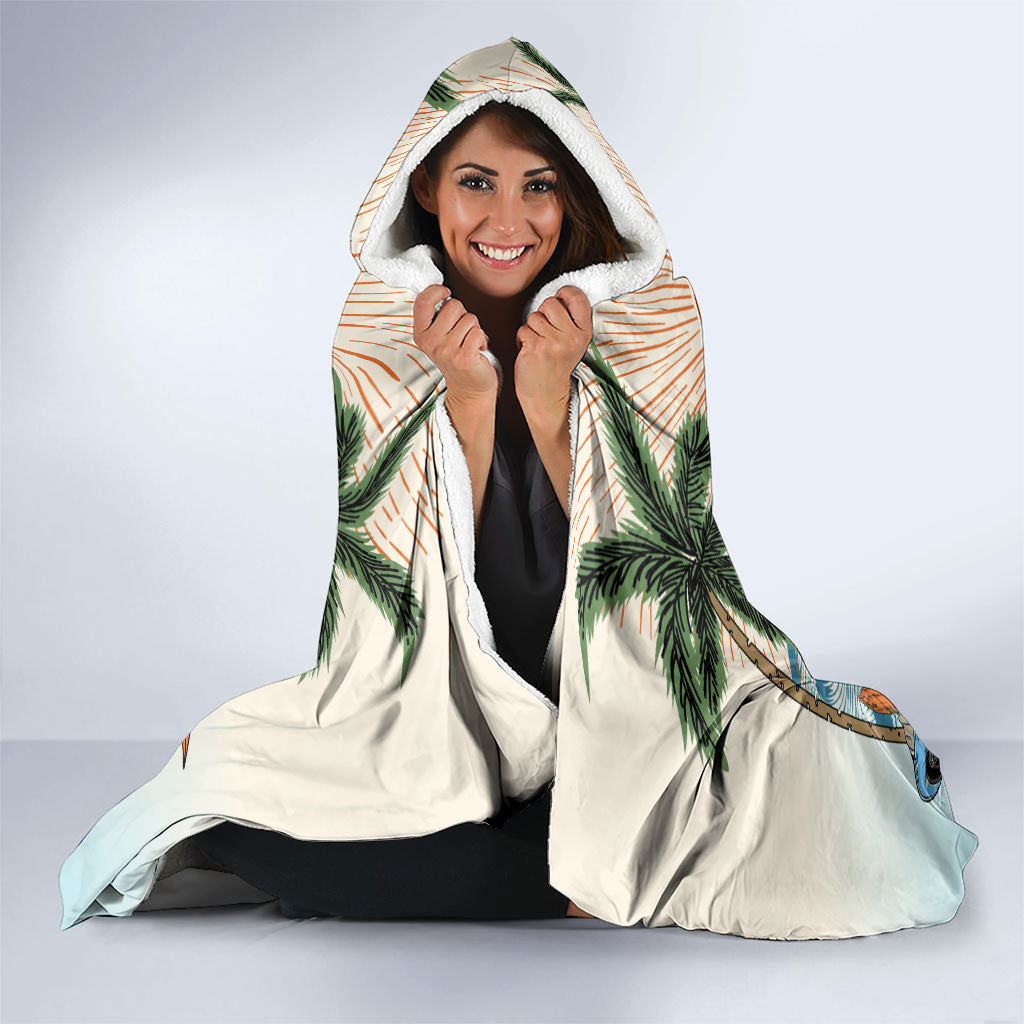 Summer Holiday It's 5 o'clock Somewhere Vintage Hawaii Hooded Blanket