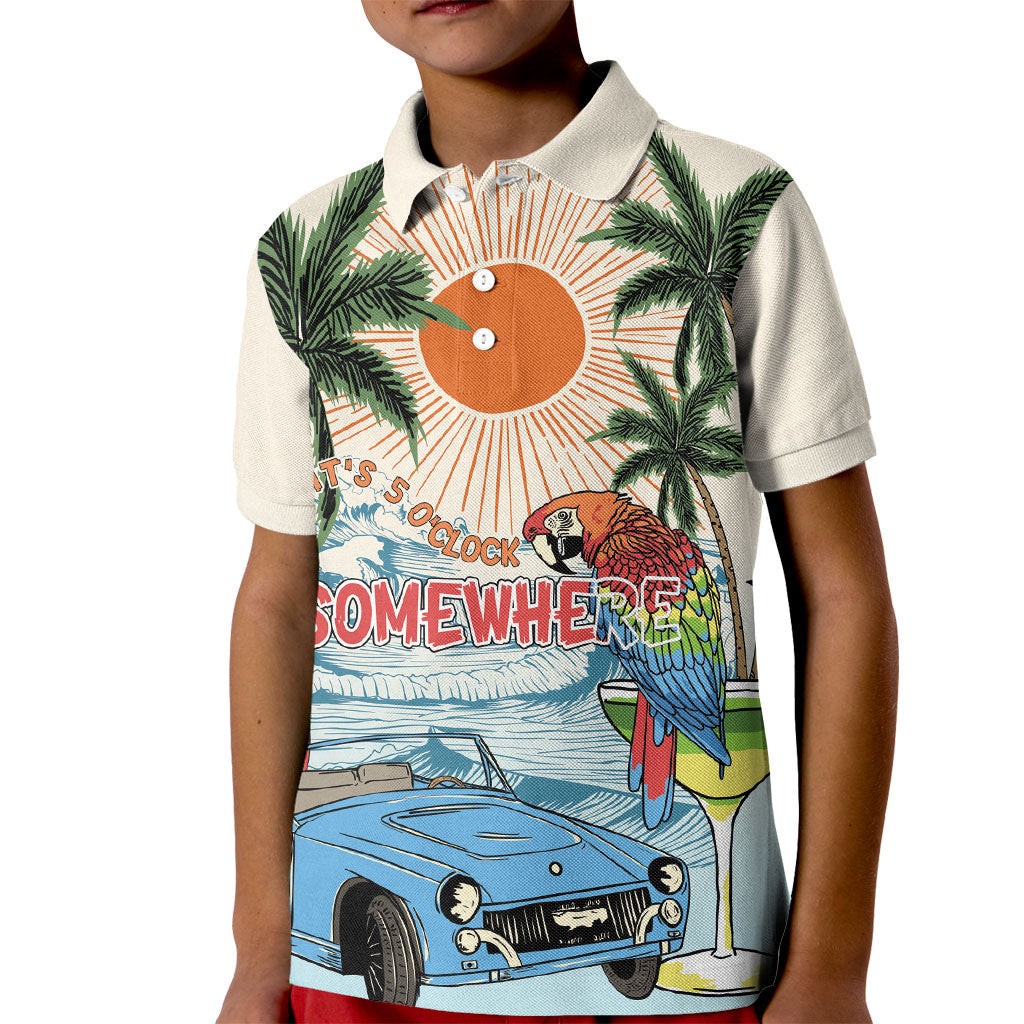 Summer Holiday It's 5 o'clock Somewhere Vintage Hawaii Kid Polo Shirt