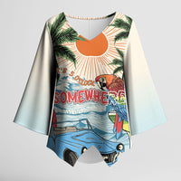 Summer Holiday It's 5 o'clock Somewhere Vintage Hawaii Kimono Sleeve Blouse