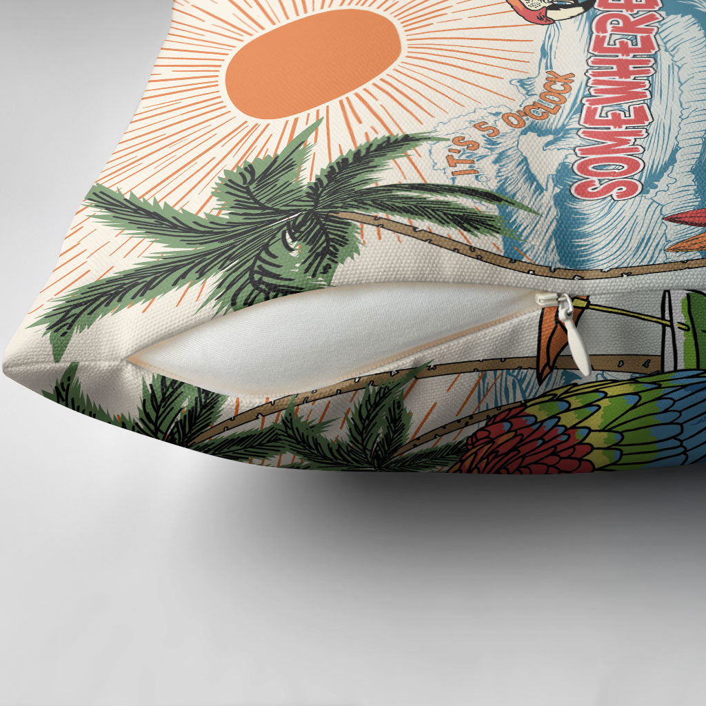 Summer Holiday It's 5 o'clock Somewhere Vintage Hawaii Pillow Cover