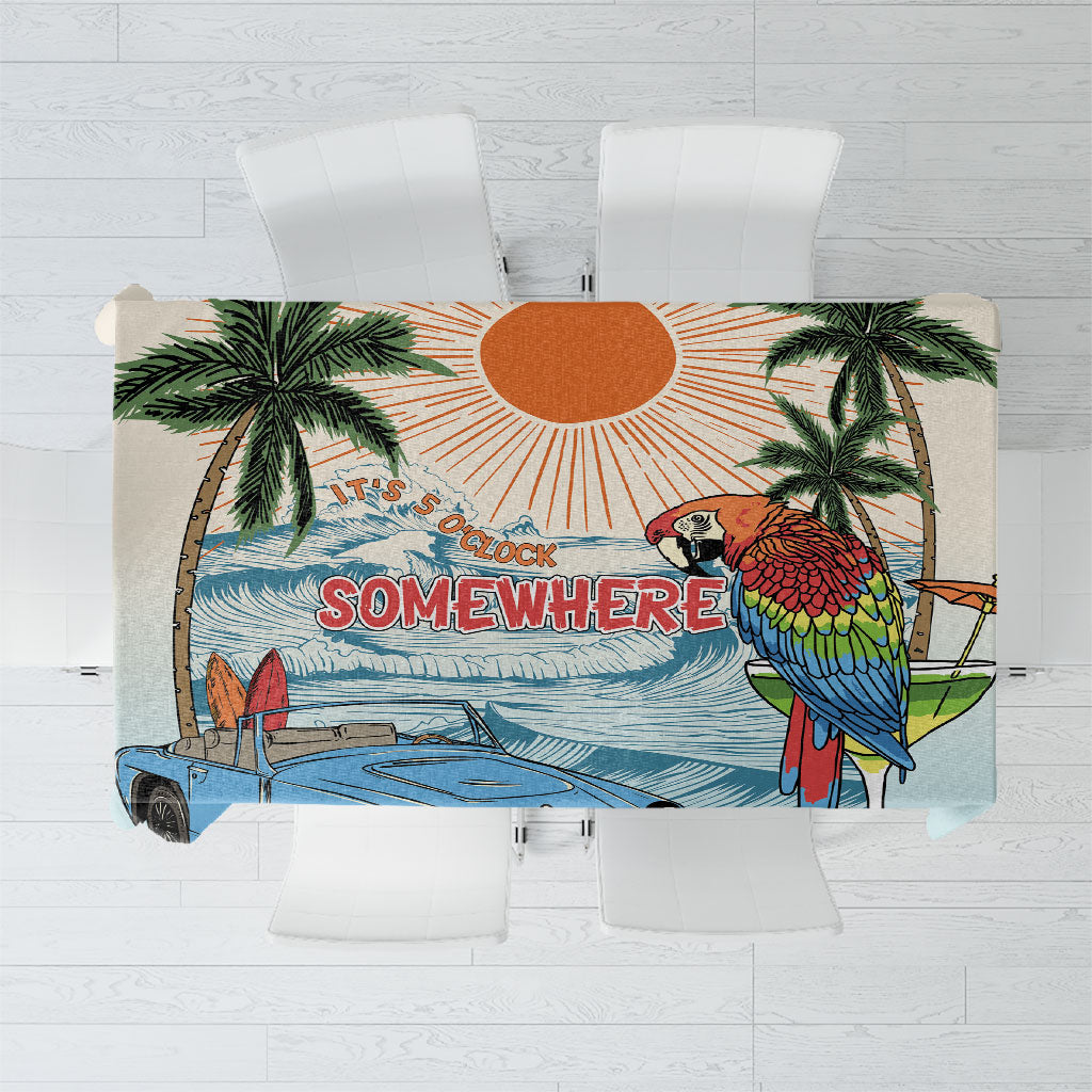 Summer Holiday It's 5 o'clock Somewhere Vintage Hawaii Tablecloth