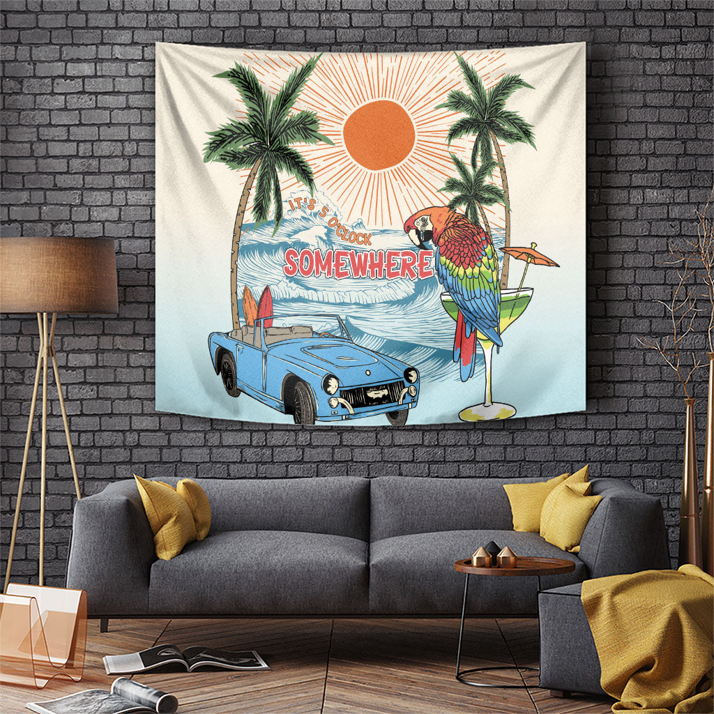 Summer Holiday It's 5 o'clock Somewhere Vintage Hawaii Tapestry LT7 Colorful - Polynesian Pride