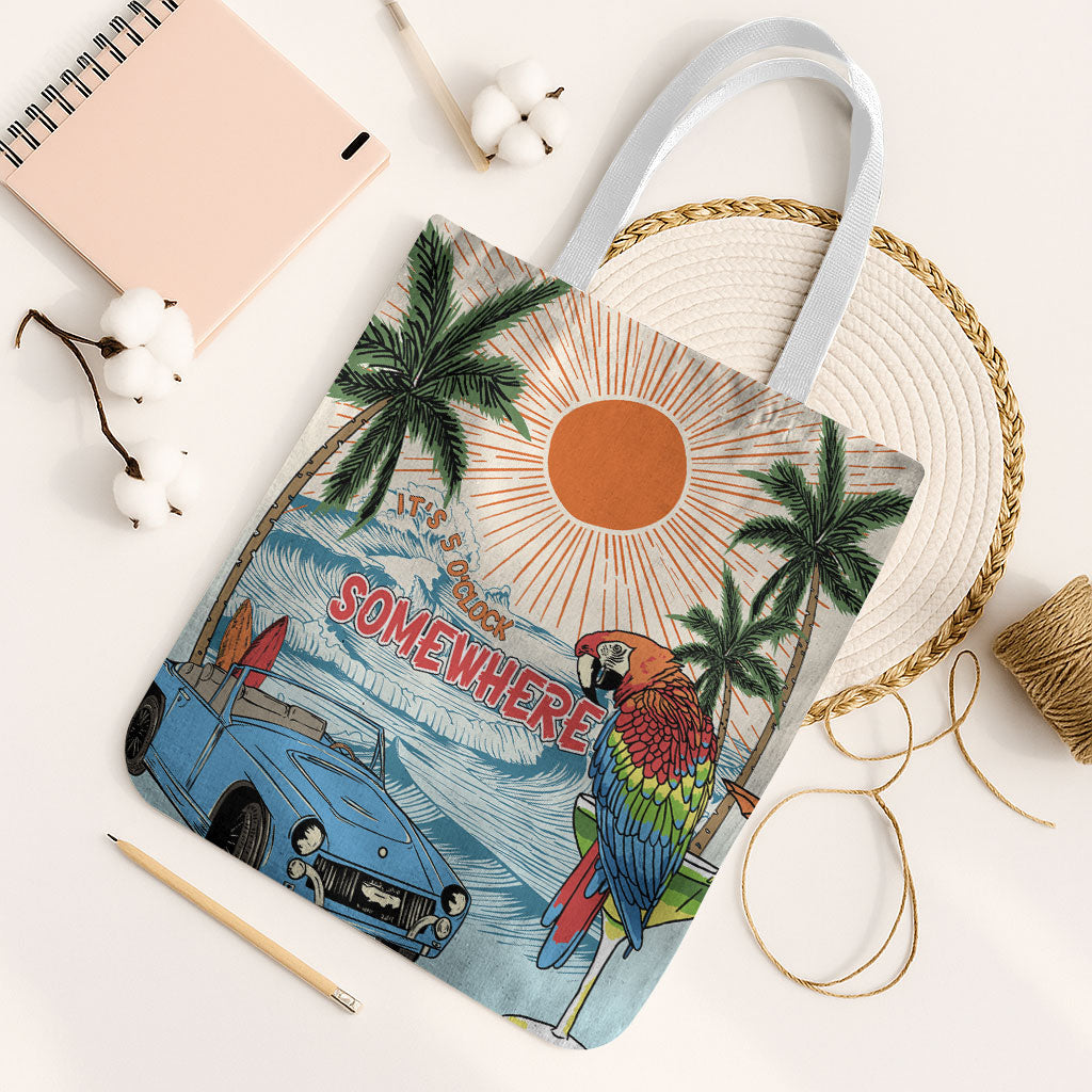 Summer Holiday It's 5 o'clock Somewhere Vintage Hawaii Tote Bag