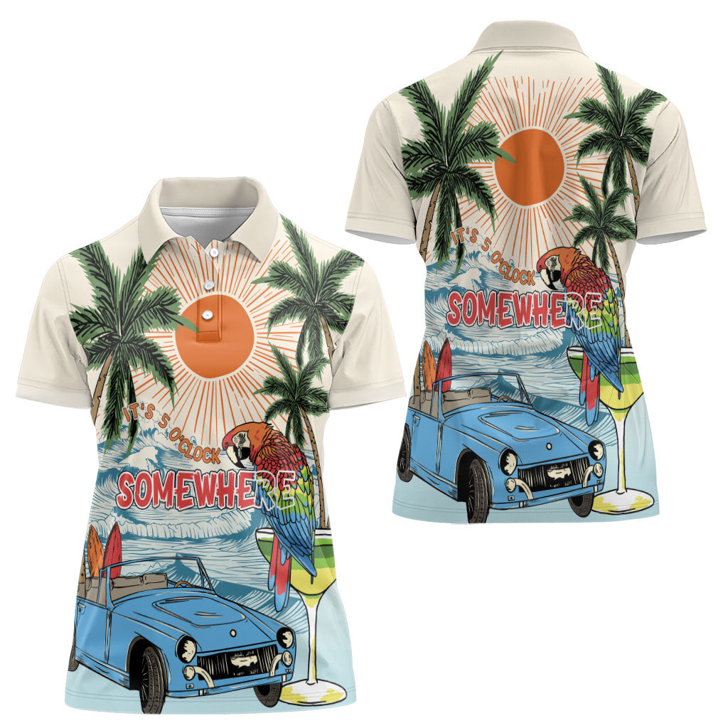 Summer Holiday It's 5 o'clock Somewhere Vintage Hawaii Women Polo Shirt