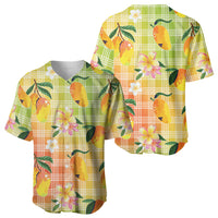 Aloha Hawaii Palaka Print Mango Plumeria Baseball Jersey Tropical Vibes