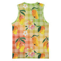 Aloha Hawaii Palaka Print Mango Plumeria Basketball Jersey Tropical Vibes