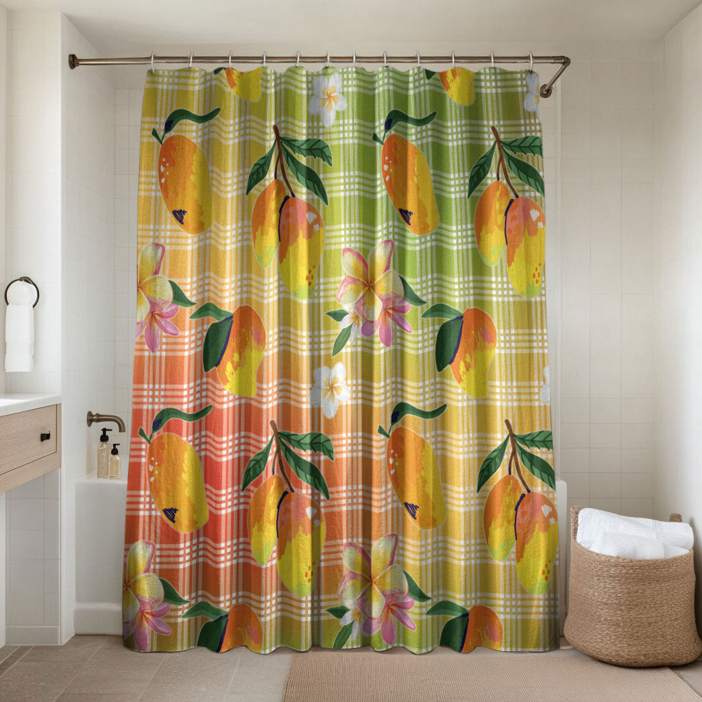 Aloha Hawaii Palaka Print Mango Plumeria Bathroom Set Tropical Vibes