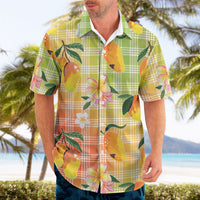 Aloha Hawaii Palaka Print Mango Plumeria Hawaiian Shirt Tropical Vibes