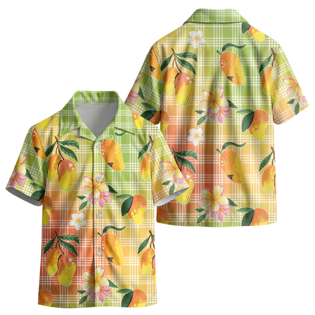 Aloha Hawaii Palaka Print Mango Plumeria Kid Hawaiian Shirt Tropical Vibes