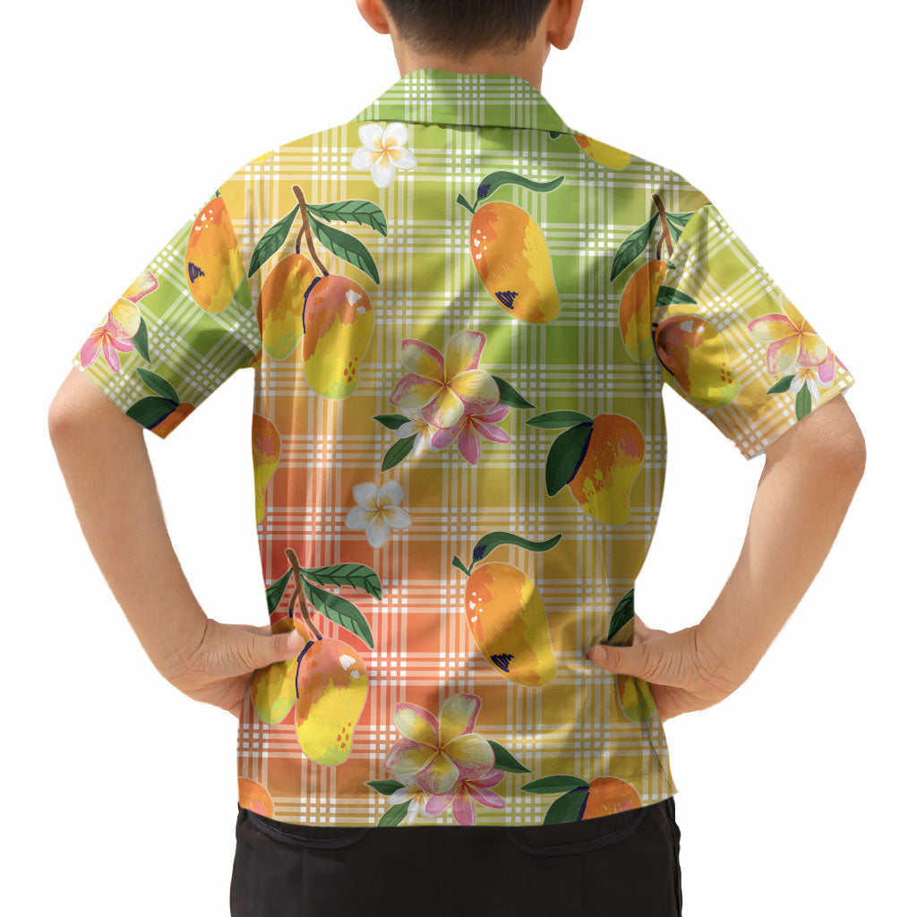 Aloha Hawaii Palaka Print Mango Plumeria Kid Hawaiian Shirt Tropical Vibes