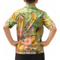 Aloha Hawaii Palaka Print Mango Plumeria Kid Hawaiian Shirt Tropical Vibes