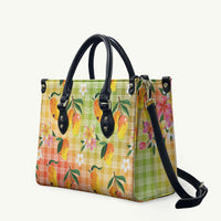 Aloha Hawaii Palaka Print Mango Plumeria Leather Bag Tropical Vibes