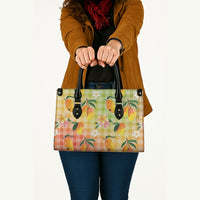 Aloha Hawaii Palaka Print Mango Plumeria Leather Bag Tropical Vibes
