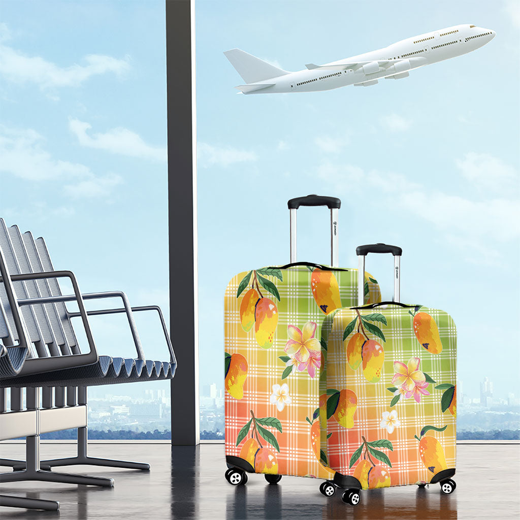 Aloha Hawaii Palaka Print Mango Plumeria Luggage Cover Tropical Vibes