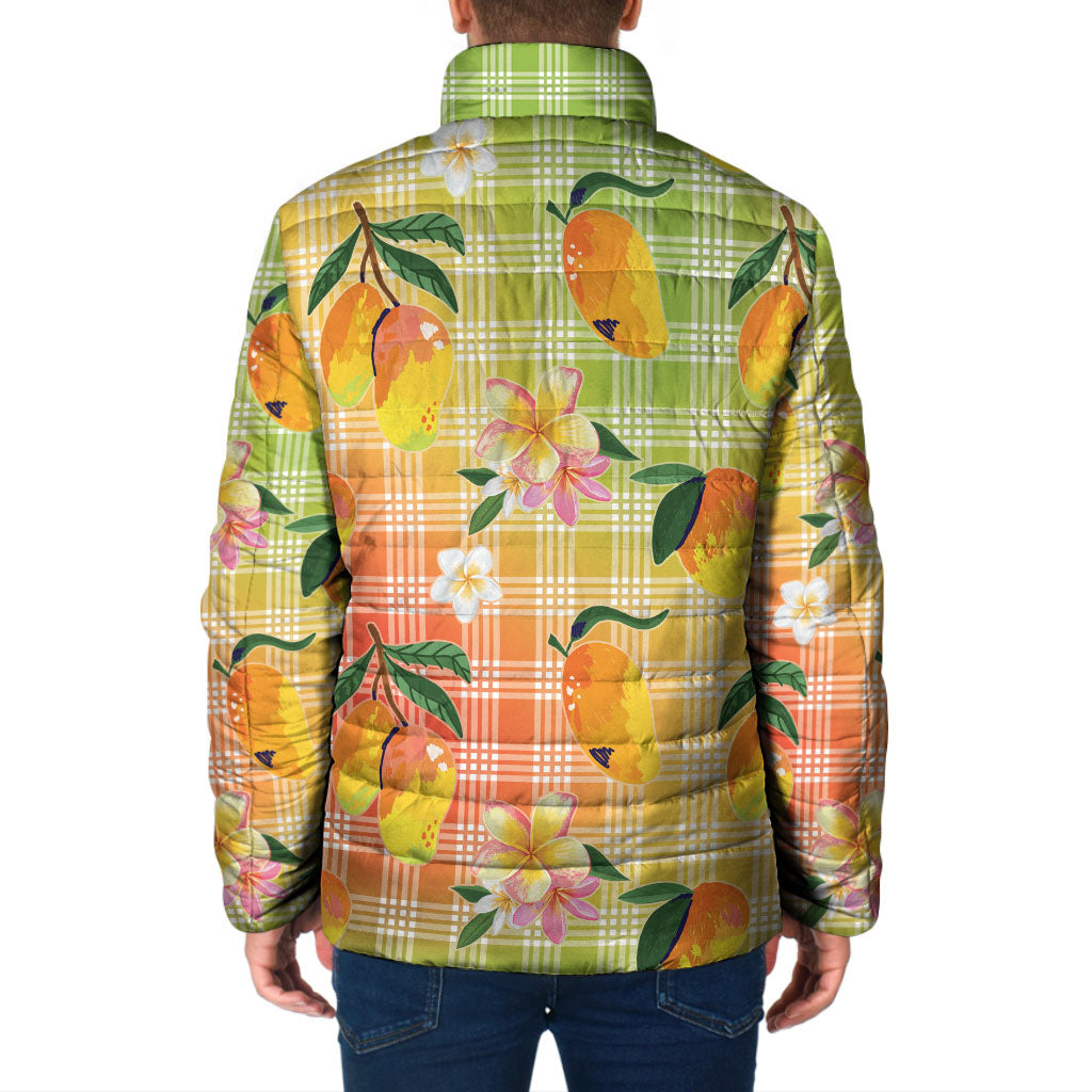 Aloha Hawaii Palaka Print Mango Plumeria Padded Jacket Tropical Vibes