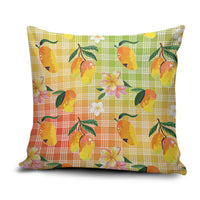 Aloha Hawaii Palaka Print Mango Plumeria Pillow Cover Tropical Vibes