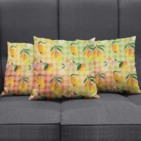 Aloha Hawaii Palaka Print Mango Plumeria Pillow Cover Tropical Vibes