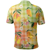 Aloha Hawaii Palaka Print Mango Plumeria Polo Shirt Tropical Vibes